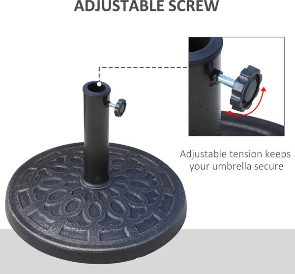 Outsunny 12kg Garden Parasol Base, Round Resin Sun Umbrella Base, Outdoor Umbrella Stand for 38mm or 48mm Outdoor Umbrella Poles, Bronze Tone