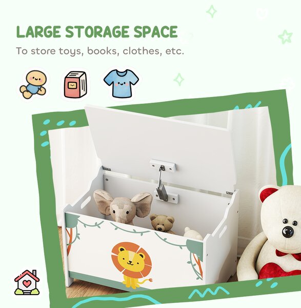 AIYAPLAY Toy Box with Lid, Safety Hinges and Groove Handles, Toy Storage organiser for Kids, Living Room, Playroom, Green