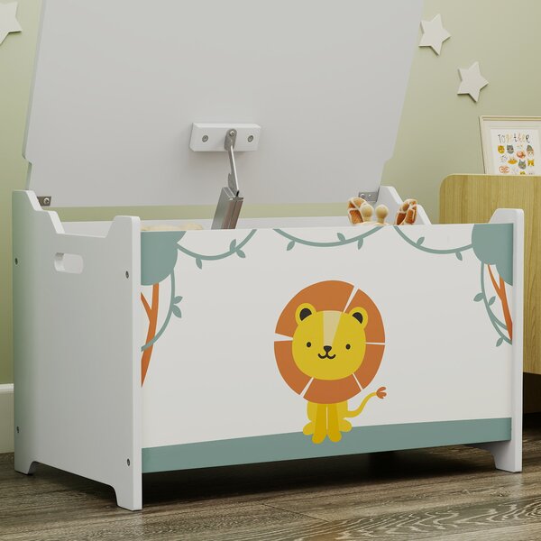 AIYAPLAY Toy Box with Lid, Safety Hinges and Groove Handles, Toy Storage organiser for Kids, Living Room, Playroom, Green