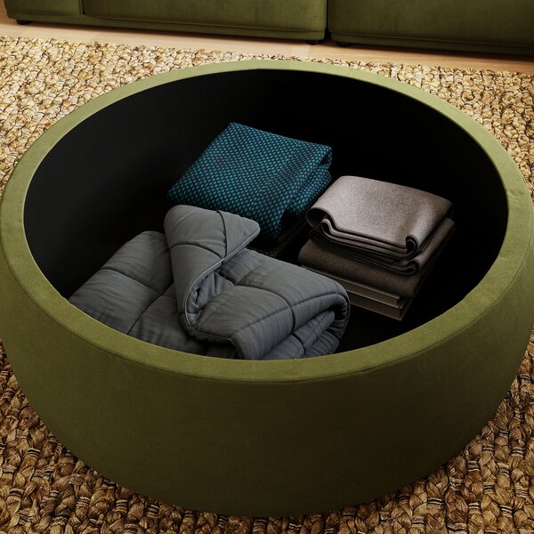 Large Round Velvet Storage Pouffe