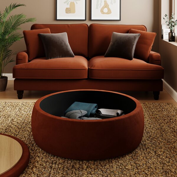 Large Round Velvet Storage Pouffe