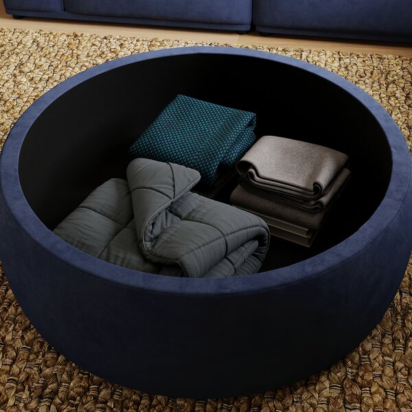 Large Round Velvet Storage Pouffe