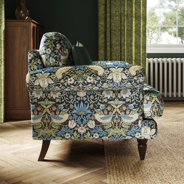 Jolene William Morris Strawberry Thief Print Velvet Snuggle Chair