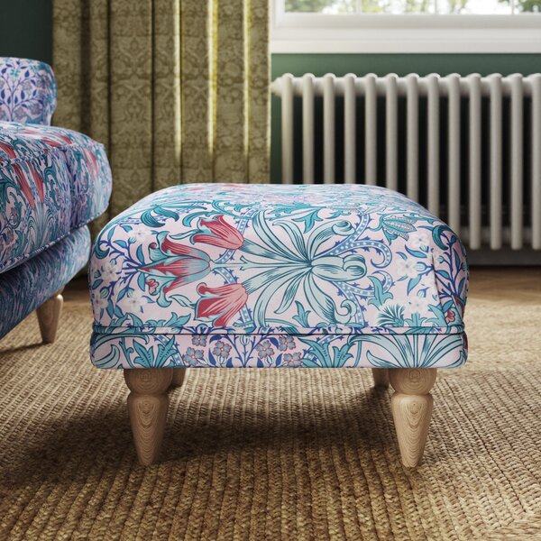 Jolene William Morris Woodland Weeds Print Velvet Footstool