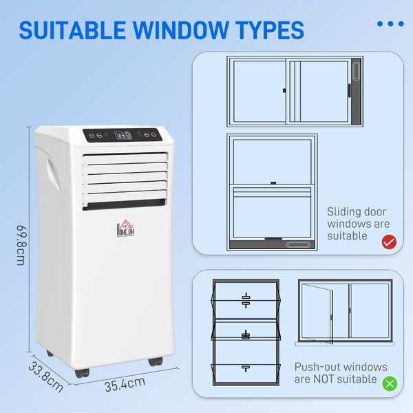 HOMCOM Mobile Air Conditioner with Remote Control, Timer, Cooling Dehumidifying Ventilating, LED Display White - 1003W Aosom UK