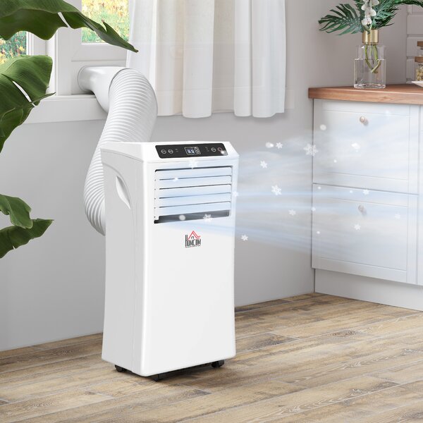 HOMCOM Mobile Air Conditioner with Remote Control, Timer, Cooling Dehumidifying Ventilating, LED Display White - 1003W Aosom UK