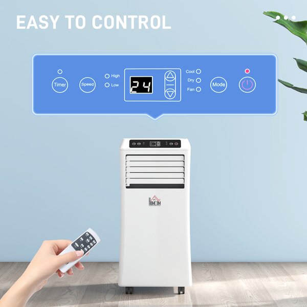 HOMCOM Mobile Air Conditioner with Remote Control, Timer, Cooling Dehumidifying Ventilating, LED Display White - 1003W Aosom UK