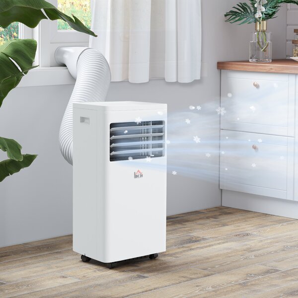 HOMCOM Portable Air Conditioner, 9000 BTU, Quiet, Energy Efficient, with Remote & Window Kit, White Aosom UK