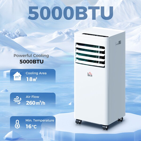 HOMCOM Mobile Air Conditioner White W/ Remote Control Cooling Dehumidifying Ventilating - 557W Aosom UK