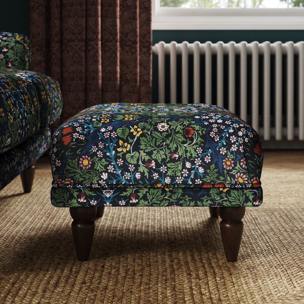 Jolene William Morris Blackthorn Print Velvet Footstool