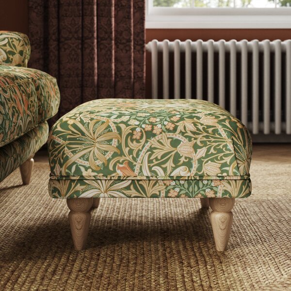 Jolene William Morris Woodland Weeds Print Velvet Footstool