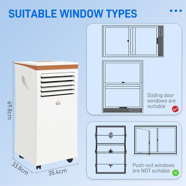 HOMCOM 7000 BTU 4-In-1 Compact Portable Mobile Air Conditioner Unit Cooling Dehumidifying Ventilating w/ Fan Remote LED Display Aosom UK