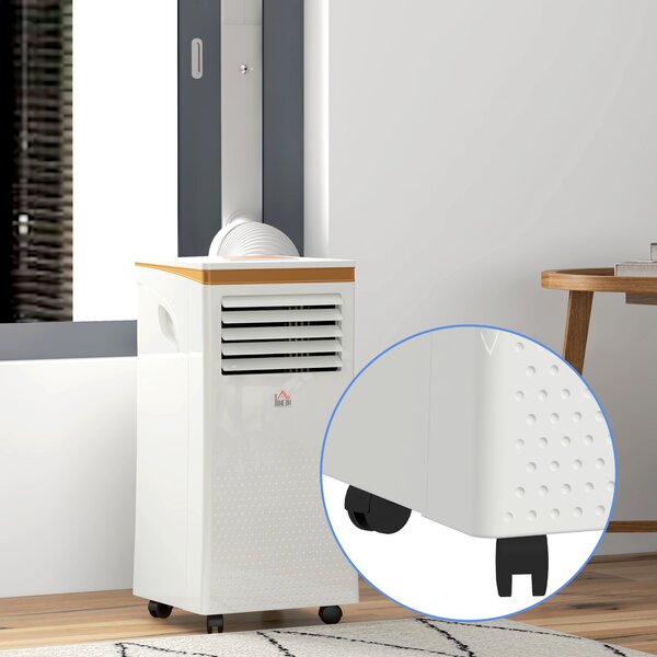 HOMCOM 7000 BTU 4-In-1 Compact Portable Mobile Air Conditioner Unit Cooling Dehumidifying Ventilating w/ Fan Remote LED Display Aosom UK