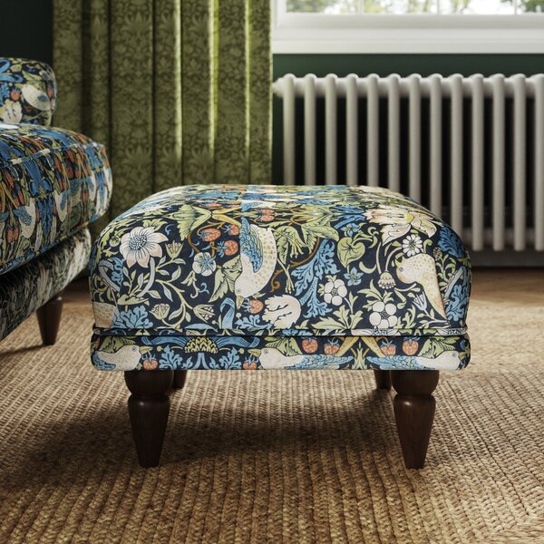 Jolene William Morris Strawberry Thief Print Velvet Footstool