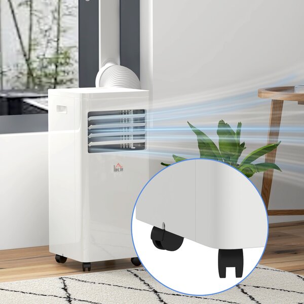 HOMCOM Portable Air Conditioner, 9000 BTU, Quiet, Energy Efficient, with Remote & Window Kit, White Aosom UK