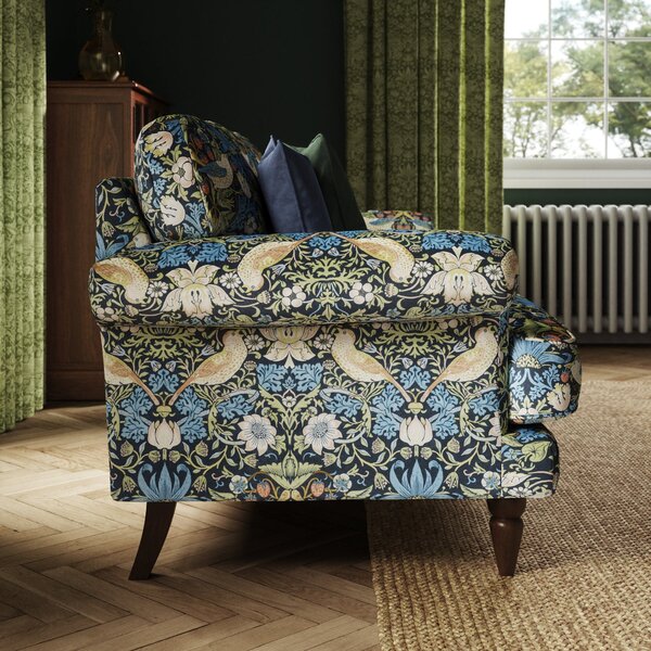 Jolene William Morris Strawberry Thief Print Velvet 3 Seater Sofa