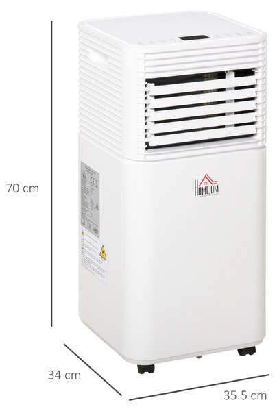 HOMCOM 7000 BTU 4-In-1 Compact Portable Mobile Air Conditioner Unit Cooling Dehumidifying Ventilating w/ Fan Remote LED 24 Hr Timer Auto Shut Down