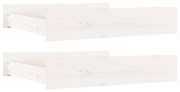 Bed Drawers 2 pcs White Solid Wood Pine