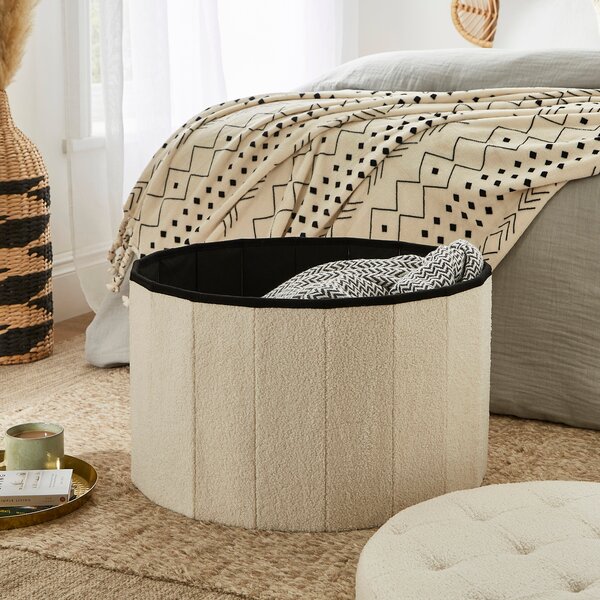 Boucle Large Round Ottoman