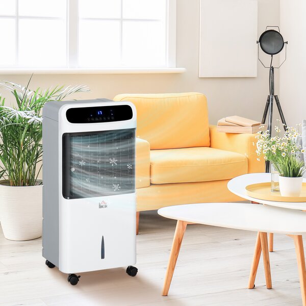 HOMCOM 32" Mobile Air Cooler, Evaporative Anion Ice Cooling Fan Water Conditioner Humidifier Unit w/3 Modes, Remote Controller, Timer Aosom UK
