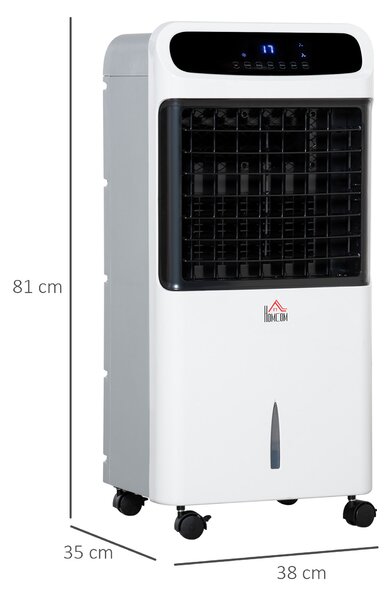 HOMCOM 32" Mobile Air Cooler, Evaporative Anion Ice Cooling Fan Water Conditioner Humidifier Unit w/3 Modes, Remote Controller, Timer Aosom UK