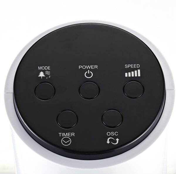 HOMCOM Freestanding 38'' Tower Fan with 3 Speeds, 3 Modes, 12h Timer, 70 Degree Oscillation, LED Panel, Remote Control, White Aosom UK