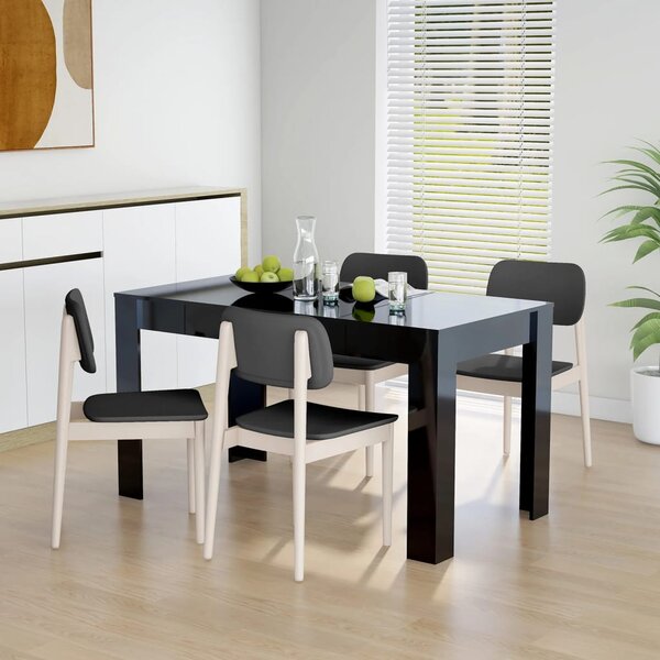 Dining Table High Gloss Black 140x74.5x76 cm Engineered Wood