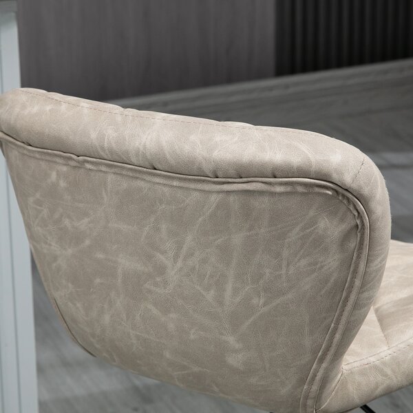 HOMCOM Swivel Bar Chair: Diamond Pattern PU Seat with Backrest & Footrest, Steel Frame, Bar Stools, Counter Bar Stool, Light Grey Aosom UK