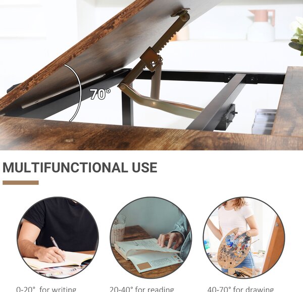 HOMCOM Adjustable Drafting Table Art Desk Drawing Table, Craft Desk Workstation for Painting, Multifunctional Writing Desk w/ 15-Level Aosom UK