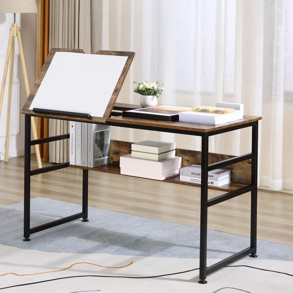 HOMCOM Adjustable Drafting Table Art Desk Drawing Table, Craft Desk Workstation for Painting, Multifunctional Writing Desk w/ 15-Level Aosom UK