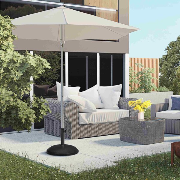 Outsunny 25kgs Round Umbrella Base Concrete Parasol Weight Stand Patio Outdoor Black Dia 50cm Aosom UK