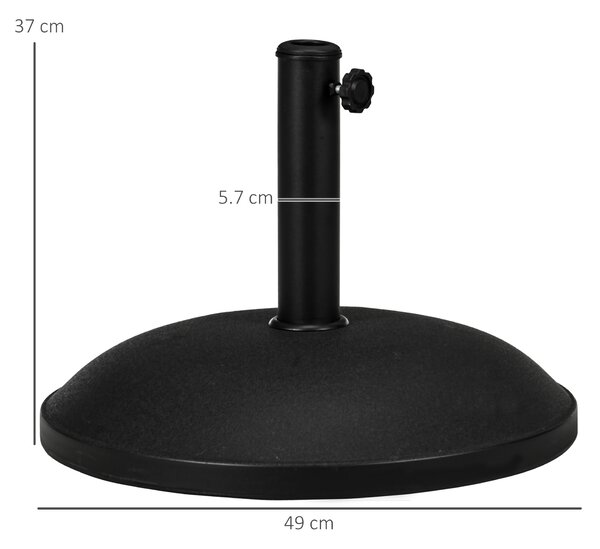 Outsunny 25kgs Round Umbrella Base Concrete Parasol Weight Stand Patio Outdoor Black Dia 50cm Aosom UK
