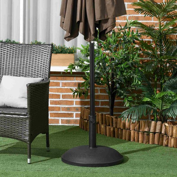 Outsunny 25kgs Round Umbrella Base Concrete Parasol Weight Stand Patio Outdoor Black Dia 50cm Aosom UK