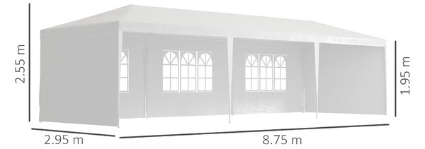 Outsunny 9 x 3m Garden Gazebo Marquee Party Wedding Tent Canopy - White Aosom UK