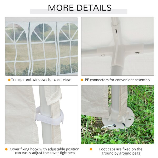 Outsunny 9 x 3m Garden Gazebo Marquee Party Wedding Tent Canopy - White Aosom UK