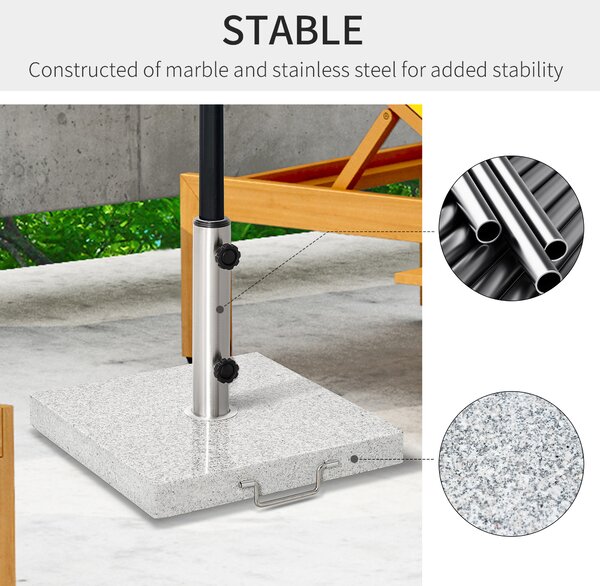 Outsunny Marble Umbrella Base: 28kg Durable Parasol Holder for Patio Furniture, Outdoor Sunshade Support Aosom UK