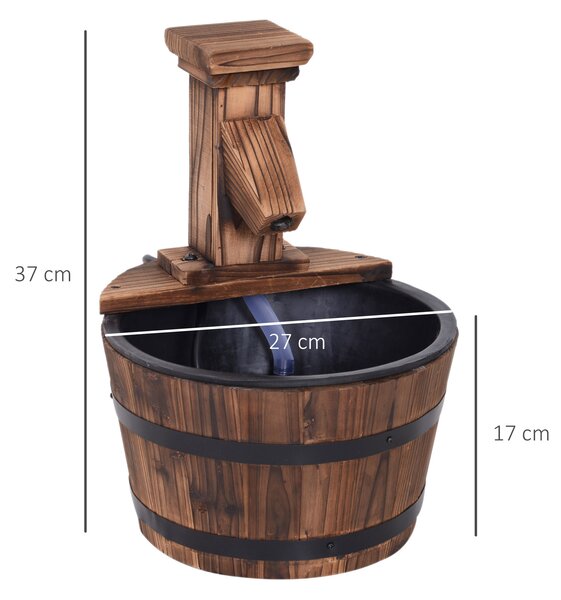 Outsunny Wood Barrel Pump Patio Water Fountain Water Feature Electric Garden