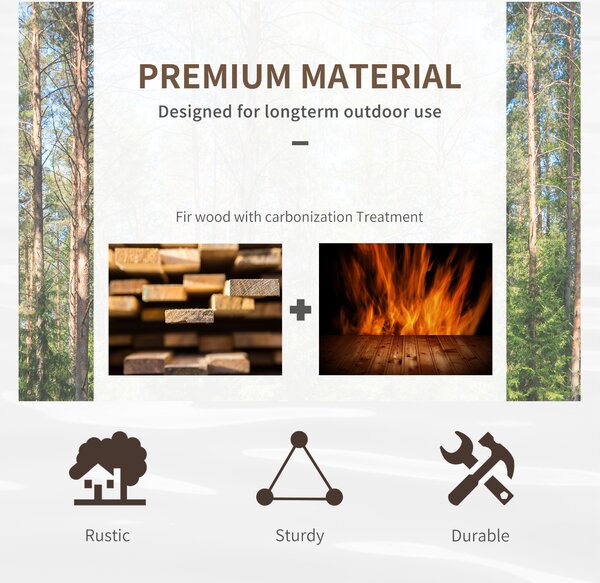 Outsunny Wooden Garden Bridge Lawn Décor Stained Finish Arc Outdoor Pond WalkwayYard Decoration Half Wheeled Railings 100L x 50W x 37Hcm Aosom UK