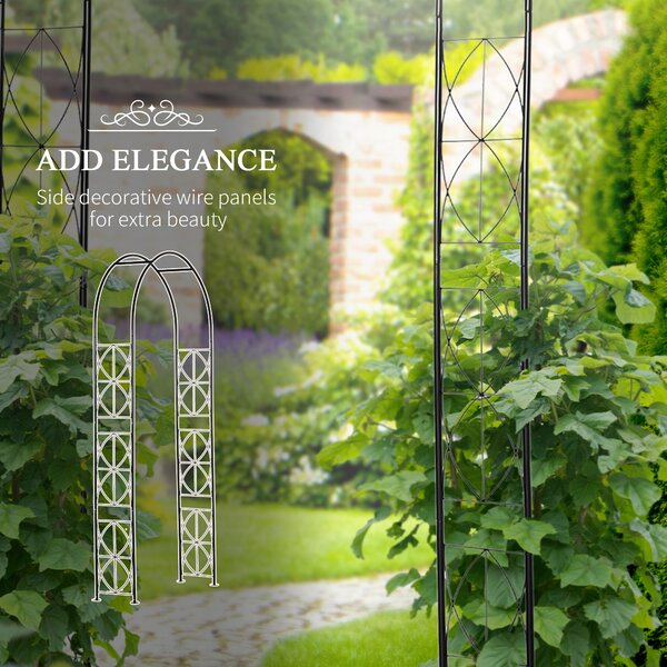 Outsunny 2.3m Wedding Arch, Vintage Style Steel Garden Patio Outdoor Arbor & Trellis Arch Support for Vines, Black Aosom UK