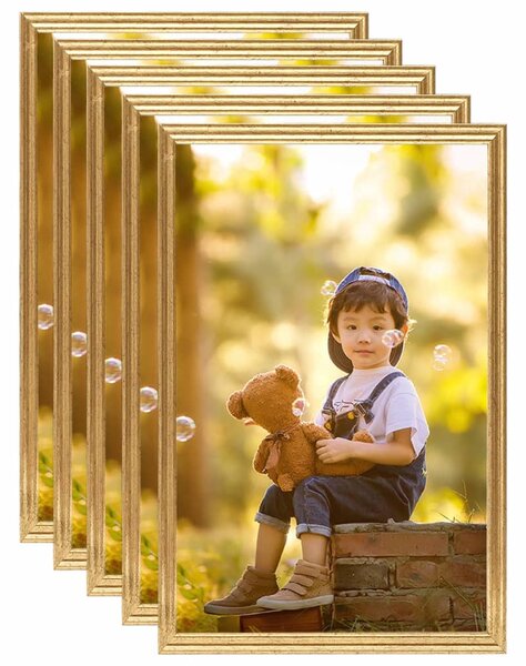 Photo Frames Collage 5 pcs for Wall Gold 42x59.4cm MDF
