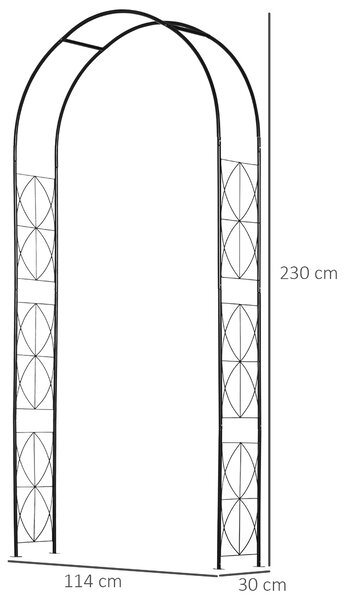 Outsunny 2.3m Wedding Arch, Vintage Style Steel Garden Patio Outdoor Arbor & Trellis Arch Support for Vines, Black Aosom UK