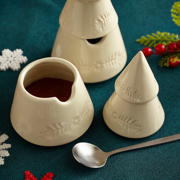 Winter Tree Cream Ceramic Condiment Pots