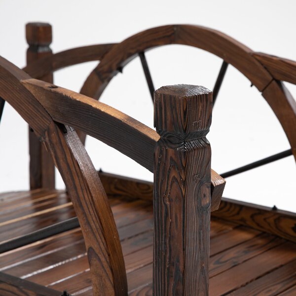 Outsunny Wooden Garden Bridge Decorative Arc Footbridge with Safety Guardrail Outdoor Lawn Pond Bridge Walkway Stained Wood Aosom UK