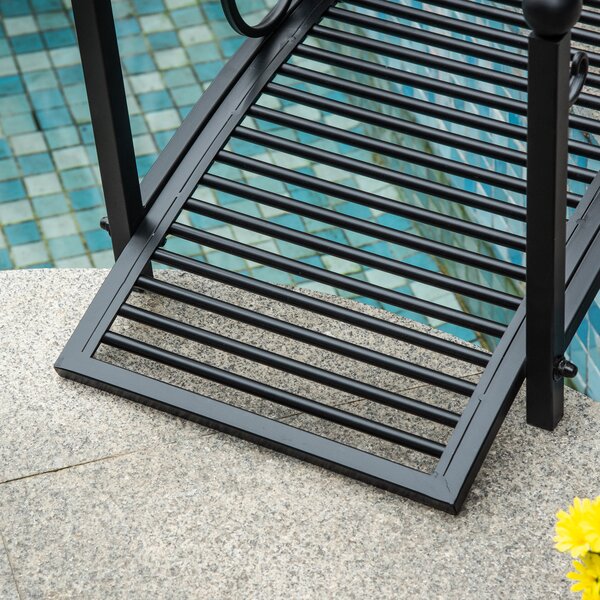 Outsunny 102L x 48W x 49H Classic Metal Garden Bridge with Safety Railings Arc Footbridge Decorative Pond for Backyard Creek Stream, Black