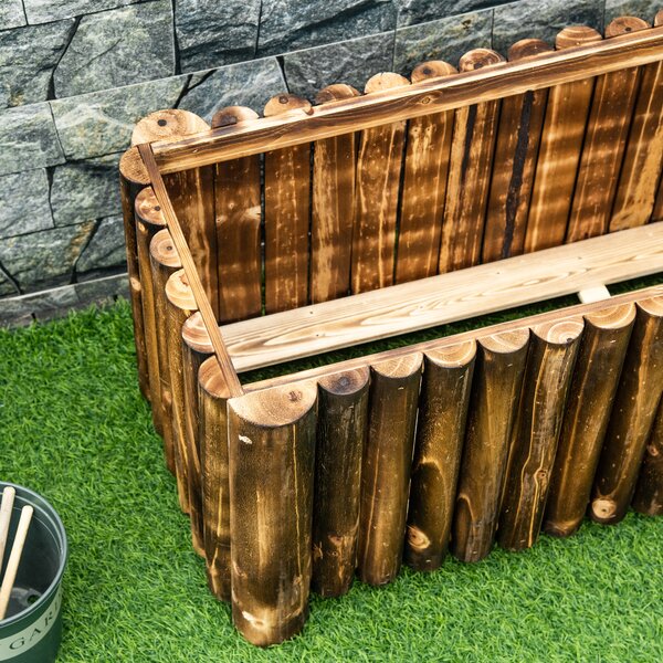 Raised Flower Bed Wooden Rectangualr Planter Container Box Wood 4 Feet Aosom UK