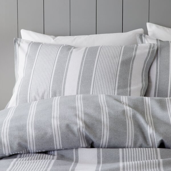 Bianca Ticking Stripe 100% Brushed Cotton Duvet Cover and Pillowcase Set