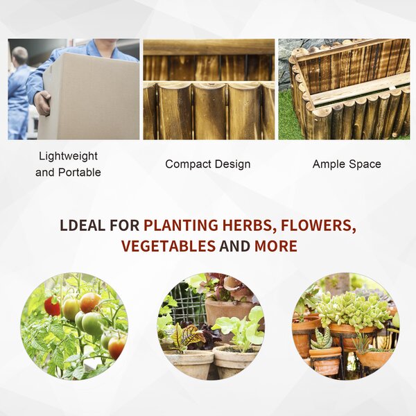 Raised Flower Bed Wooden Rectangualr Planter Container Box Wood 4 Feet Aosom UK