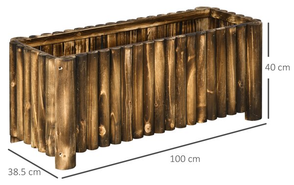 Raised Flower Bed Wooden Rectangualr Planter Container Box Wood 4 Feet Aosom UK