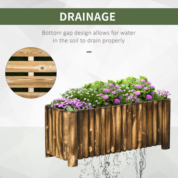 Raised Flower Bed Wooden Rectangualr Planter Container Box Wood 4 Feet Aosom UK