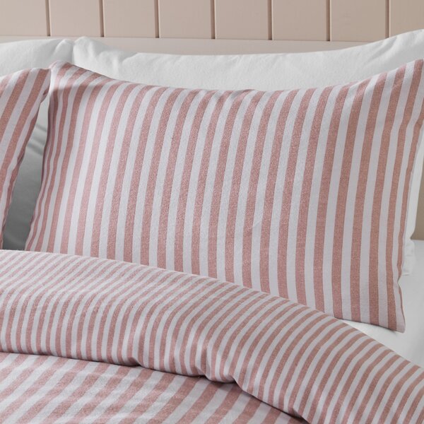 Catherine Lansfield Reversible Stripe 100% Brushed Cotton Duvet Cover & Pillowcase Set